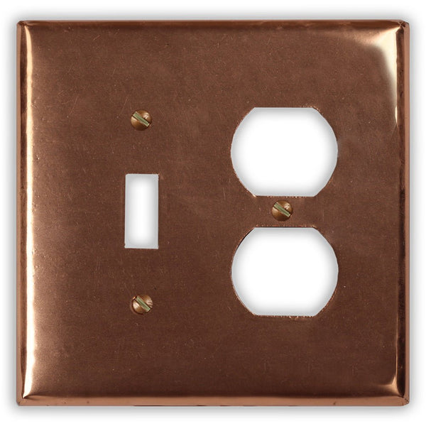 Raw Copper - 1 Toggle / 1 Duplex Wallplate - Wallplate Warehouse RAWCCOP1T1D 819332023959 1 Toggle / 1 Duplex