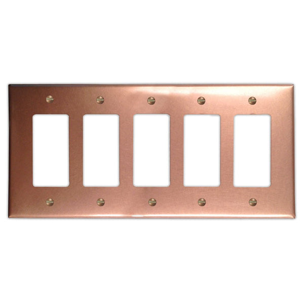 Raw Copper - 5 Rocker Wallplate - Wallplate Warehouse RAWCCOP5R 819332023935 5 Rocker