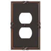 Ribbon & Reed Aged Bronze Cast - 1 Duplex Wallplate - Wallplate Warehouse 44DVB 070686567807 1 Duplex