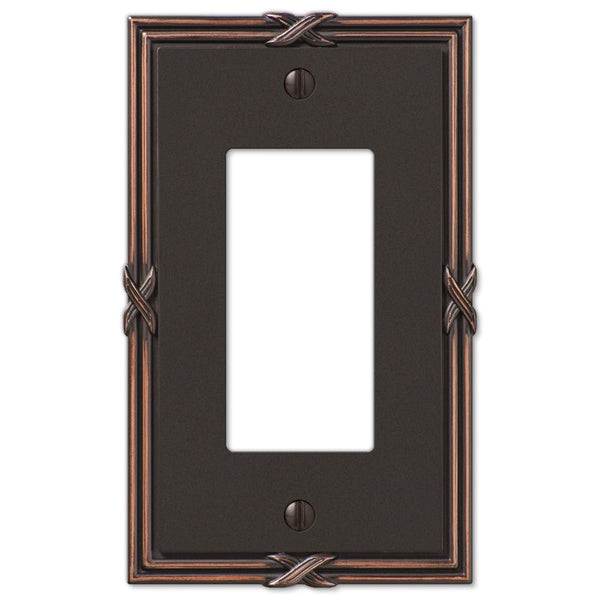 Ribbon & Reed Aged Bronze Cast - 1 Rocker Wallplate - Wallplate Warehouse 44RVB 070686567814 1 Rocker