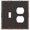 Ribbon & Reed Aged Bronze Cast - 1 Toggle / 1 Duplex Wallplate - Wallplate Warehouse 44TDVB 070686567838 1 Toggle / 1 Duplex