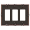 Ribbon & Reed Aged Bronze Cast - 3 Rocker Wallplate - Wallplate Warehouse 44RRRVB 070686567883 3 Rocker