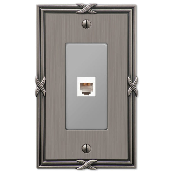 Ribbon & Reed Antique Nickel Cast - 1 Phone Jack Wallplate - Wallplate Warehouse 44PHAN 070686580998 Phone Jacks