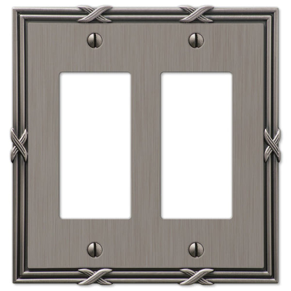 Ribbon & Reed Antique Nickel Cast - 2 Rocker Wallplate - Wallplate Warehouse 44RRAN 070686567746 2 Rocker