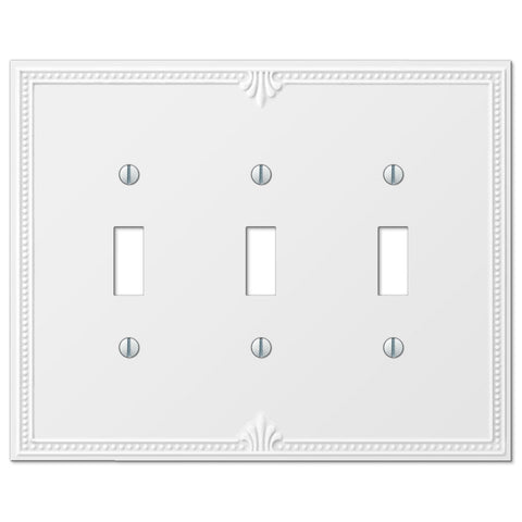 Richmond White Oversized Plastic - 3 Toggle Wallplate - Wallplate Warehouse 38TTTW 070686575802 3 Toggle