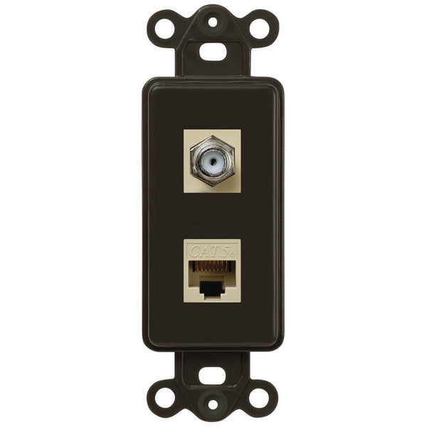 Rocker Insert Brown - 1 Cable Jack / 1 Data Jack