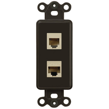 Rocker Insert Brown - 1 Phone Jack / 1 Data Jack - Wallplate Warehouse PHDTB 070686582237 Phone / Data