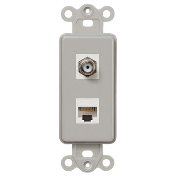 Rocker Insert Gray - 1 Cable Jack / 1 Data Jack - Wallplate Warehouse CXDTG 070686582152 Cable / Data