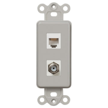 Rocker Insert Gray - 1 Cable Jack / 1 Phone Jack - Wallplate Warehouse CXPHG 070686582138 Phone Jacks
