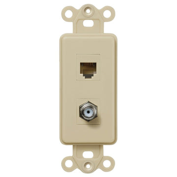Rocker Insert Ivory - 1 Cable Jack / 1 Phone Jack - Wallplate Warehouse CXPHIV 070686582039 Phone Jacks