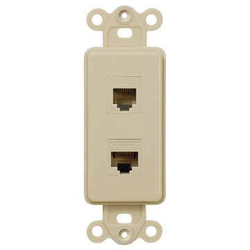 Rocker Insert Ivory - 1 Phone Jack / 1 Data Jack - Wallplate Warehouse PHDTIV 070686582046 Phone / Data