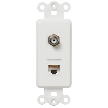 Rocker Insert White - 1 Cable Jack / 1 Data Jack - Wallplate Warehouse CXDTW 070686581957 Cable / Data