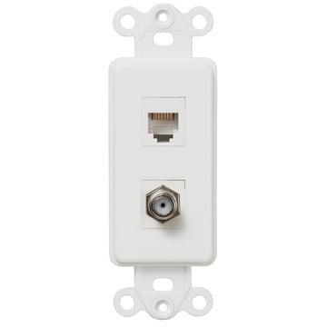Rocker Insert White - 1 Cable Jack / 1 Phone Jack - Wallplate Warehouse CXPHW 070686581933 Phone Jacks