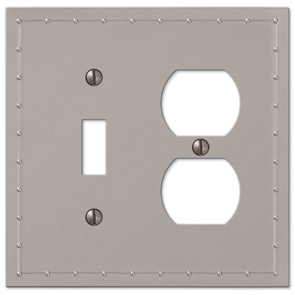 Rosa Satin Nickel Cast - 1 Toggle / 1 Duplex Wallplate - Wallplate Warehouse 50TDN 070686578735 1 Toggle / 1 Duplex