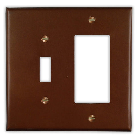 Rustic Copper - 1 Toggle / 1 Rocker Wallplate - Wallplate Warehouse RUSTCOP1T1R 819332024420 1 Toggle / 1 Rocker