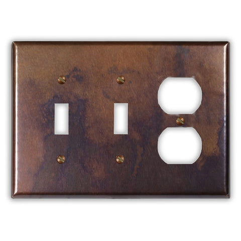 Rustic Copper - 2 Toggle / 1 Duplex Wallplate - Wallplate Warehouse RUSTCOP2T1D 819332024468 2 Toggle / 1 Duplex