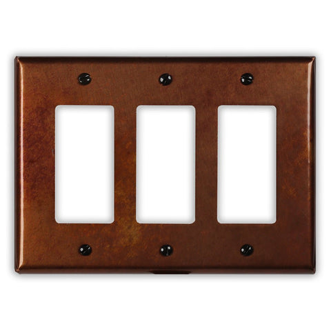 Rustic Copper - 3 Rocker Wallplate - Wallplate Warehouse RUSTCOP3R 819332024390 3 Rocker