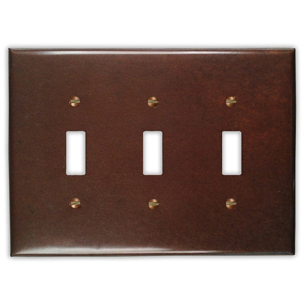 Rustic Copper - 3 Toggle Wallplate - Wallplate Warehouse RUSTCOP3T 819332024345 3 Toggle