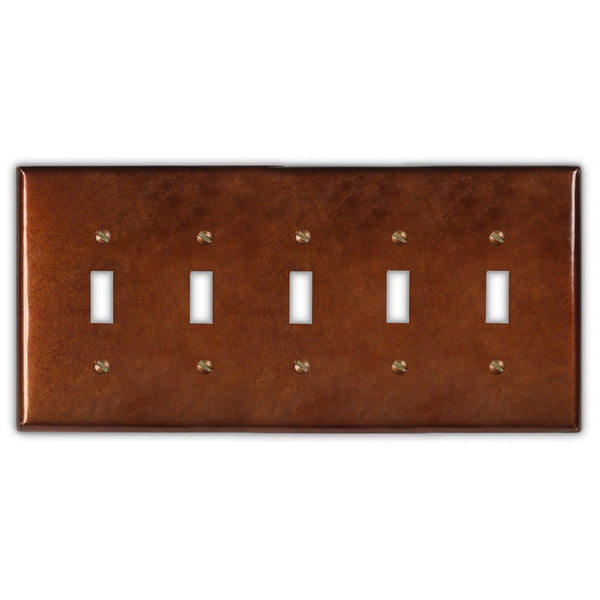 Rustic Copper - 5 Toggle Wallplate - Wallplate Warehouse RUSTCOP5T 819332024369 5 Toggle
