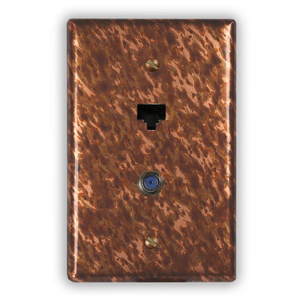Sandstorm Copper - 1 Data Jack / 1 Cable Jack Wallplate - Wallplate Warehouse SANDCOP1DJ1CJ 819332024796