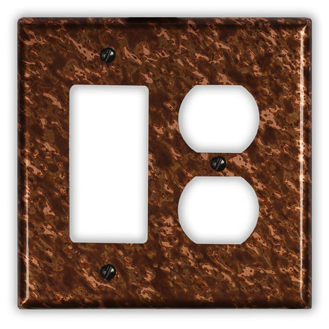 Sandstorm Copper - 1 Rocker / 1 Duplex Wallplate - Wallplate Warehouse SANDCOP1R1D 819332024680 1 Rocker / 1 Duplex