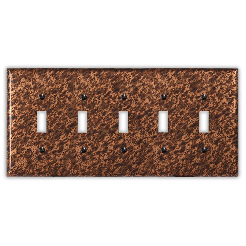 Sandstorm Copper - 5 Toggle Wallplate - Wallplate Warehouse SANDCOP5T 819332024604 5 Toggle