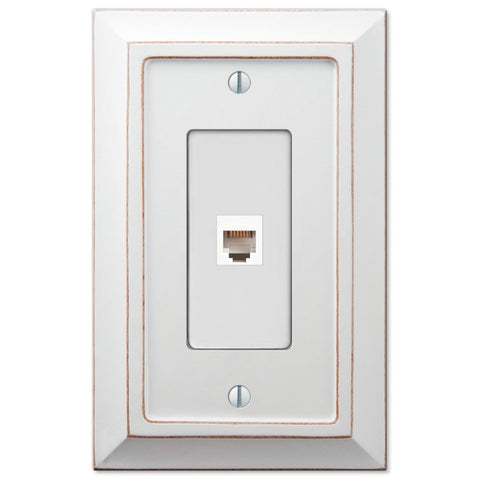 Savannah Distressed White Wood - 1 Phone Jack Wallplate - Wallplate Warehouse 4040PHDW 070686580844 Phone Jacks