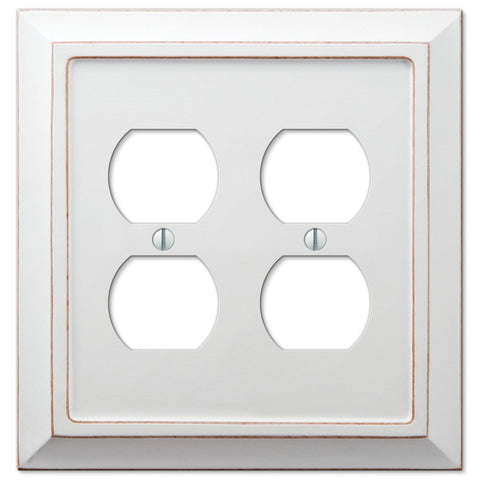 Savannah Distressed White Wood - 2 Duplex Wallplate - Wallplate Warehouse 4040DDDW 070686577141 2 Duplex