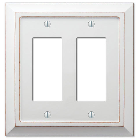 Savannah Distressed White Wood - 2 Rocker Wallplate - Wallplate Warehouse 4040RRDW 070686577165 2 Rocker