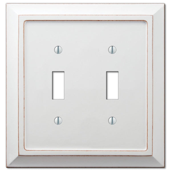 Savannah Distressed White Wood - 2 Toggle Wallplate - Wallplate Warehouse 4040TTDW 070686559451 2 Toggle