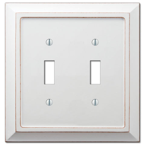 Savannah Distressed White Wood - 2 Toggle Wallplate - Wallplate Warehouse 4040TTDW 070686559451 2 Toggle