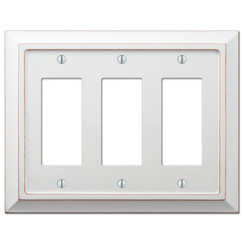 Savannah Distressed White Wood - 3 Rocker Wallplate - Wallplate Warehouse 4040RRRDW 070686577172 3 Rocker