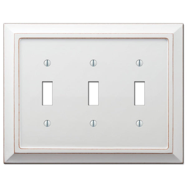 Savannah Distressed White Wood - 3 Toggle Wallplate - Wallplate Warehouse 4040TTTDW 070686577134 3 Toggle