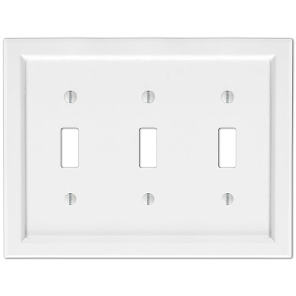 Shaker White Composite - 3 Toggle Wallplate - Wallplate Warehouse 210TTTW 070686016312 3 Toggle