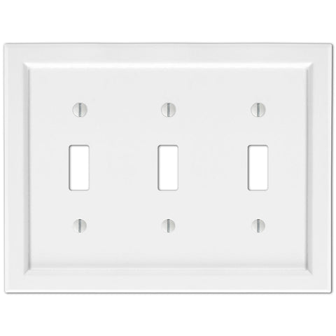 Shaker White Composite - 3 Toggle Wallplate - Wallplate Warehouse 210TTTW 070686016312 3 Toggle
