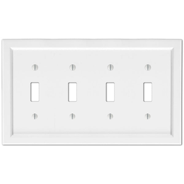 Shaker White Composite - 4 Toggle Wallplate - Wallplate Warehouse 210T4W 070686016329 4 Toggle