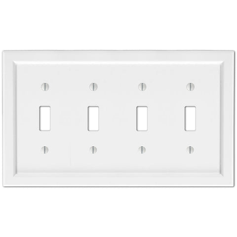 Shaker White Composite - 4 Toggle Wallplate - Wallplate Warehouse 210T4W 070686016329 4 Toggle