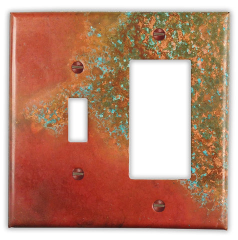 Sierra Copper - 1 Toggle / 1 Rocker Wallplate - Wallplate Warehouse SIERCOP1T1R 819332024901 1 Toggle / 1 Rocker