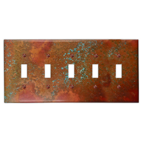Sierra Copper - 5 Toggle Wallplate - Wallplate Warehouse SIERCOP5T 819332024840 5 Toggle