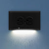 SnapPower Horizontal GuideLight 2PLUS - Black, Duplex - Wallplate Warehouse O1GL - HXBK - NP21 00810119640727 1 Duplex