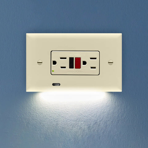 SnapPower Horizontal GuideLight 2PLUS - Light Almond, GFCI - Wallplate Warehouse O1GL - HFLA - NP21 00810119640789 1 Rocker