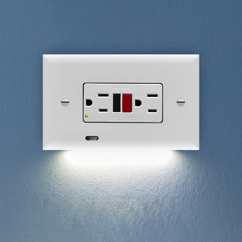 SnapPower Horizontal GuideLight 2PLUS - White, GFCI - Wallplate Warehouse O1GL - HFWH - NP21 00810119640772 1 Rocker