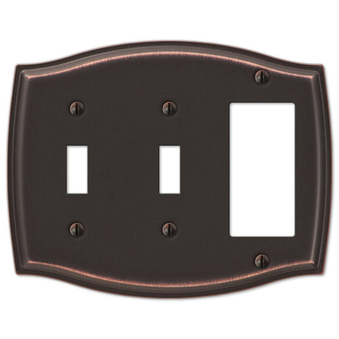 Sonoma Aged Bronze Steel - 2 Toggle / 1 Rocker Wallplate - Wallplate Warehouse 159TTRDB 070686574065 2 Toggle / 1 Rocker