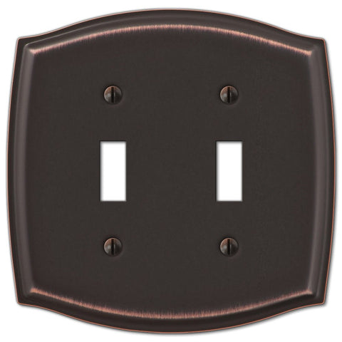 Sonoma Aged Bronze Steel - 2 Toggle Wallplate - Wallplate Warehouse 159TTDB 070686573112 2 Toggle
