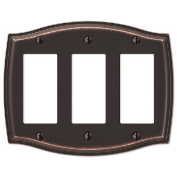 Sonoma Aged Bronze Steel - 3 Rocker Wallplate - Wallplate Warehouse 159RRRDB 070686573174 3 Rocker