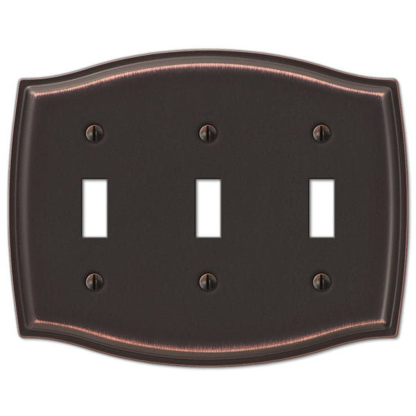 Sonoma Aged Bronze Steel - 3 Toggle Wallplate - Wallplate Warehouse 159TTTDB 070686573167 3 Toggle