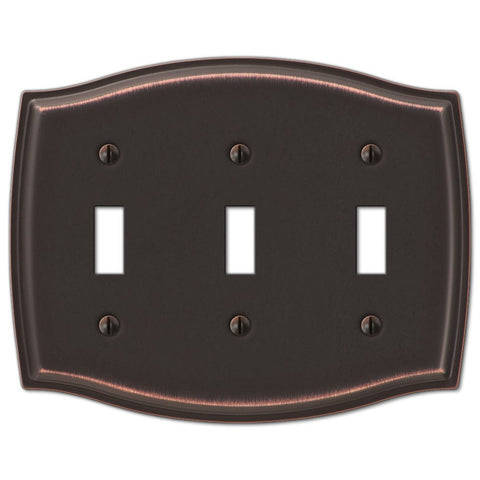 Sonoma Aged Bronze Steel - 3 Toggle Wallplate - Wallplate Warehouse 159TTTDB 070686573167 3 Toggle