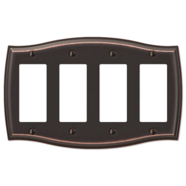 Sonoma Aged Bronze Steel - 4 Rocker Wallplate - Wallplate Warehouse 159R4DB 070686573198 4 Rocker