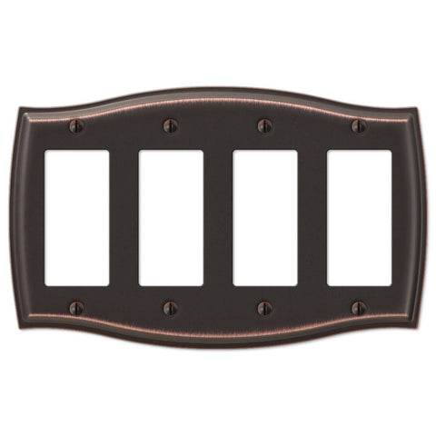 Sonoma Aged Bronze Steel - 4 Rocker Wallplate - Wallplate Warehouse 159R4DB 070686573198 4 Rocker