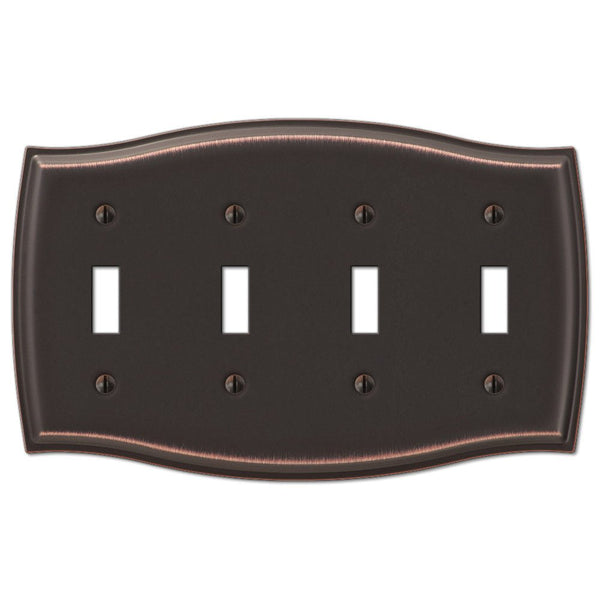 Sonoma Aged Bronze Steel - 4 Toggle Wallplate - Wallplate Warehouse 159T4DB 070686573181 4 Toggle